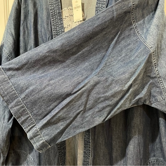 Gap Floral Embroidered Denim  open Kimono - Picture 6 of 11